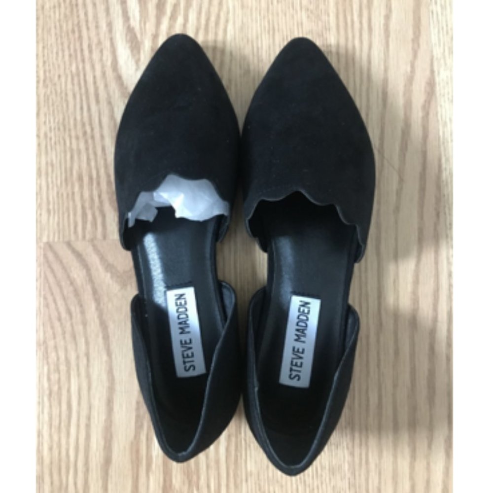 NEW Steve Madden Trixx1 Black Scallop Flats 5.5